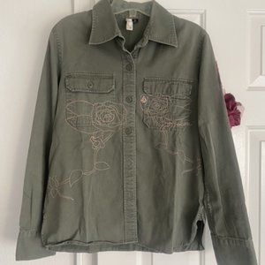 Volcom Army Military Green Long Sleeve Button Up Shirt